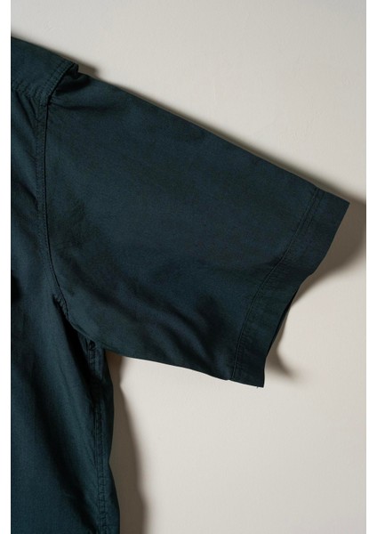 Erkek Comfort Fit Kısa Kol Çift Cep Kapaklı Yıkamalı Poplin Gömlek Fargo Ss B01.251.387 - Orman Yeşili