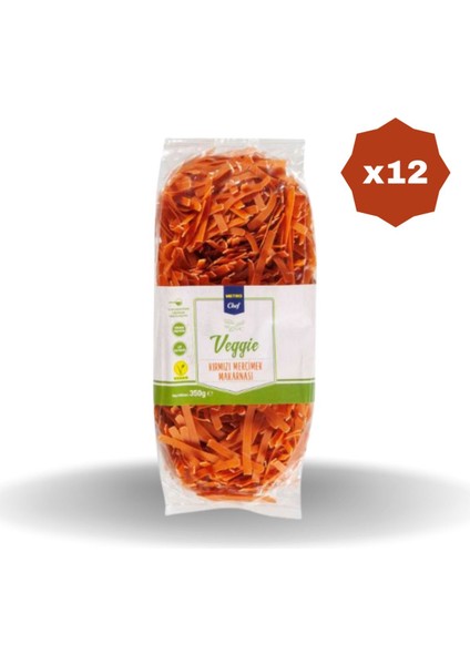 Çubuk Makarna Kırmızı Mercimek Unlu 350 gr - (12 Adet)