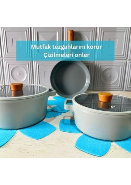12'li Set Tava Tencere Koruyucu ve Düzenleyici Keçesi Turkuaz fiyatları