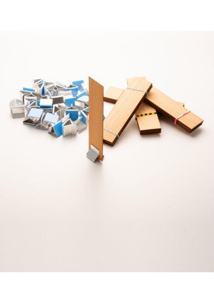 Ahşap Mum Fitili + Yapışkanlı Sehpa - 40 Adet ( 25MM x 100MM x 0,5mm )