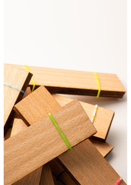 Ahşap Mum Fitili + Yapışkanlı Sehpa - 40 Adet ( 25MM x 100MM x 0,5mm )