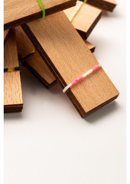 Ahşap Mum Fitili + Yapışkanlı Sehpa - 40 Adet ( 25MM x 100MM x 0,5mm )