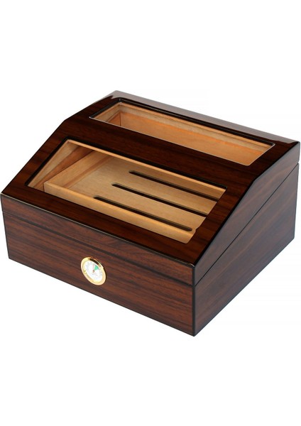 Sedir 2 Kat Camlı Kahverengi Humidor Puro Kutusu RA93X fiyatları