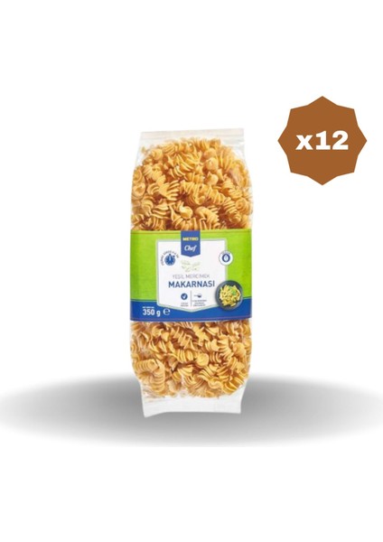 Burgu Makarna Yeşil Mercimek Unlu 350 gr - (12 Adet)