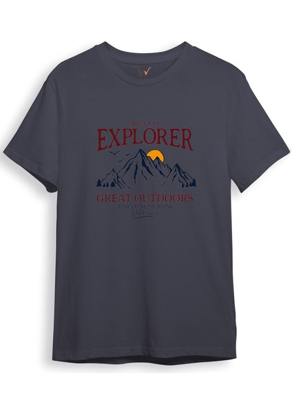 Mountain Explorer Dağcı Gezgin-Araştırmacı Regular Fit %100 Pamuk Bisiklet Yaka T-Shirt