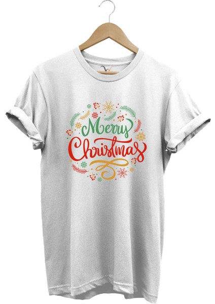 Yılbaşı Christmas Baskılı Noel Yeni Yıl %100 Pamuk Regular Fit Bisiklet Yaka T-Shirt