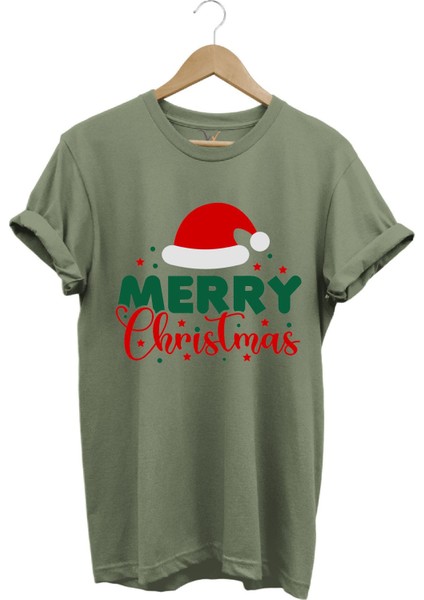 Unisex Yılbaşı Yeni Yıl Merry Christmas Noel Baba Baskılı %100 Pamuk Regular Fit T-Shirt