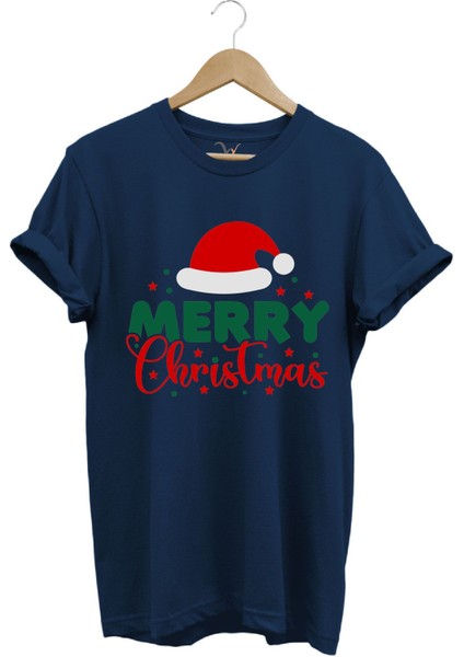 Unisex Yılbaşı Yeni Yıl Merry Christmas Noel Baba Baskılı %100 Pamuk Regular Fit T-Shirt