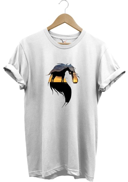 At ve At Seven Kadın Baskılı %100 Pamuk Regular Fit Bisiklet Yaka T-Shirt