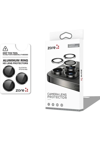 Aksesuar Zore Cl-12 Premium Safir Parmak Izi Bırakmayan Anti-Reflective Kamera Lens K Apple iPhone 16 Pro Max ile Uyumlu