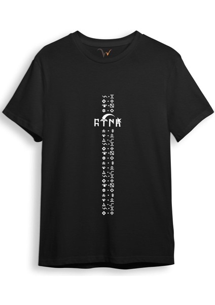 Türkiye Türk Yazısı ve Göktürk Alfabesi Sembolleri Ay Yıldız ve Hilal Baskılı Regular Fit T-Shirt