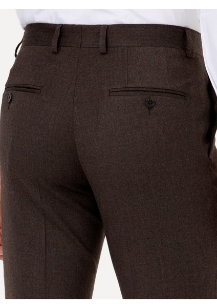 Erkek Kahverengi Slim Fit Kumaş Pantolon 50259767-VR029