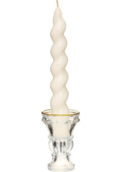 Yılbaşı 2li Twirl Glow Beyaz Şamdan Mum Seti (18 Cm)