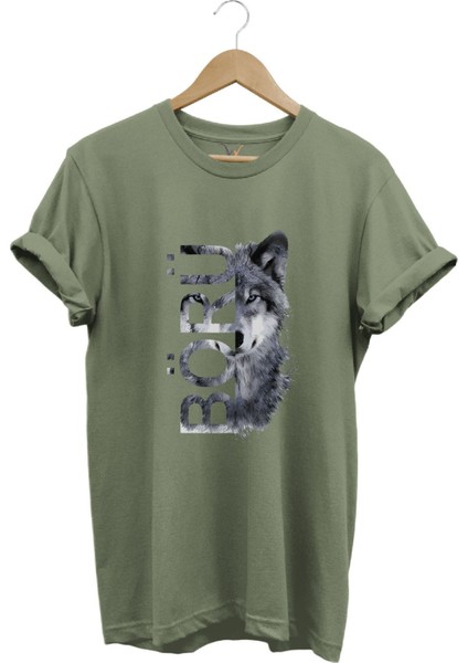 Türkiye Bozkurt Börü Yazısı ve Kurt Baskılı %100 Pamuk Regular Fit Bisiklet Yaka Premium T-Shirt