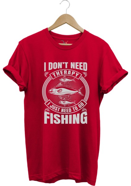 Fishing Balıkçı Balık Baskılı %100 Pamuk Regular Fit T-Shirt