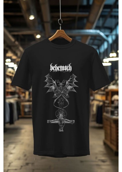 Behemoth Streetwear Baskılı %100 Pamuk Bisiklet Yaka T-Shirt