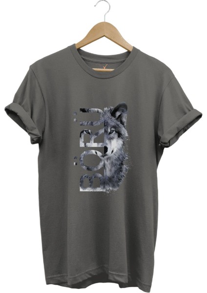 Türkiye Bozkurt Börü Yazısı ve Kurt Baskılı %100 Pamuk Regular Fit Bisiklet Yaka Premium T-Shirt