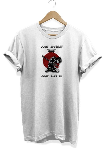 No Bike No Life Baskılı T-Shirt