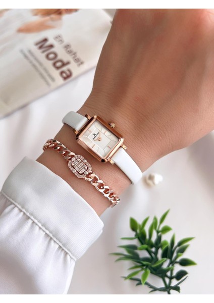 Minimalist Model Deri Kordon 3 Atm Suya Dayanıklı Özel Tasarım Kadın Kol Saat+Bileklik VS.BLKT.0441 fiyatları