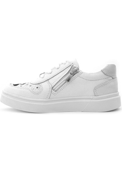 Tbons Özel Tasarım Hakiki Deri Beyaz Bağcıklı Fermuarlı Çocuk Ayakkabı indirimleri
