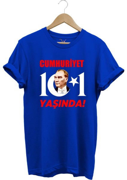 29 Ekim Cumhuriyet Bayramı Atatürk Ay Yıldız Baskılı Cumhuriyet 101 Yaşında Türkiye Tişört
