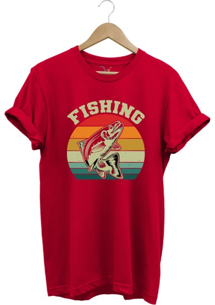 Fishing Balıkçı Yazılı Yazlık Regular Fit %100 Pamuk T-Shirt