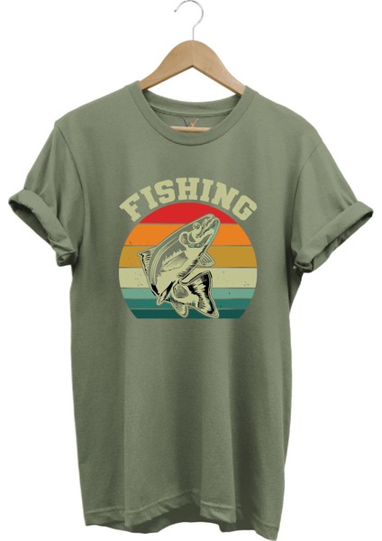 Fishing Balıkçı Yazılı Yazlık Regular Fit %100 Pamuk T-Shirt
