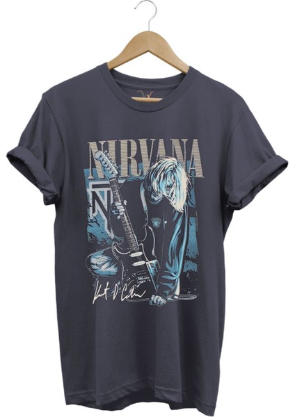 Nirvana Rock Müzik Grubu Poster Baskılı Şık %100 Pamuk Yazlık T-Shirt