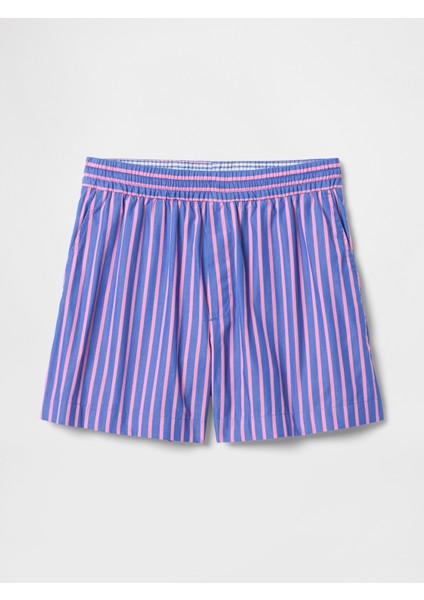 Kadın Mavi Organik Pamuk Poplin Boxer Şort fırsatları