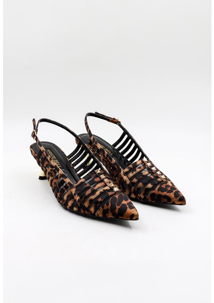 Kısa Topuk Zımba Detay Stiletto KB5031 Leopar fiyatları