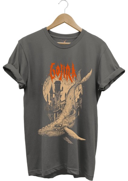 Gojira Balıklar Köpek Balığı Music Baskılı %100 Pamuk Regular Fit Bisiklet Yaka T-Shirt