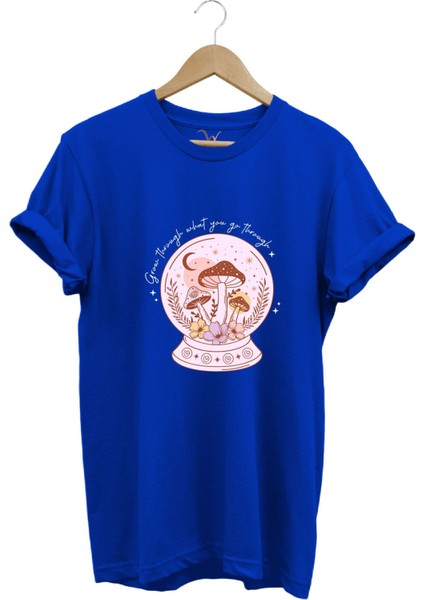 Vintage Retro Streetwear Poster Mantar Küresi Baskılı %100 Pamuk Regular Fit Bisiklet Yaka T-Shirt