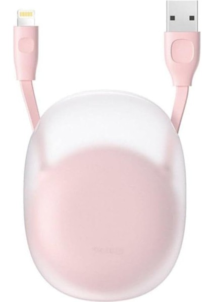 Lets Go Little, 2.0 A, USB - A & Lightning, Makaralı, Şarj & Data Aktarım Kablosu, 1 Metre,beyaz - Pembe, Calrn-24