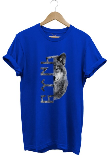 Türkiye Bozkurt Göktürkçe Türk Yazısı ve Kurt Baskılı Regular Fit %100 Pamuk T-Shirt