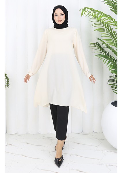 Asimetrik Prenses Tunik 4101-07 Bej