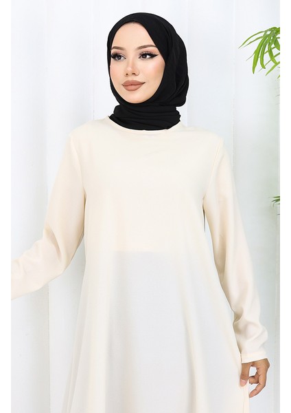 Asimetrik Prenses Tunik 4101-07 Bej modelleri
