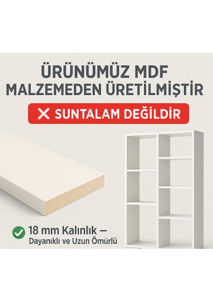 Duvara Monte Mutfak Dolabı – Kapaksız 2 Raflı Beyaz Mdf 60X70 cm