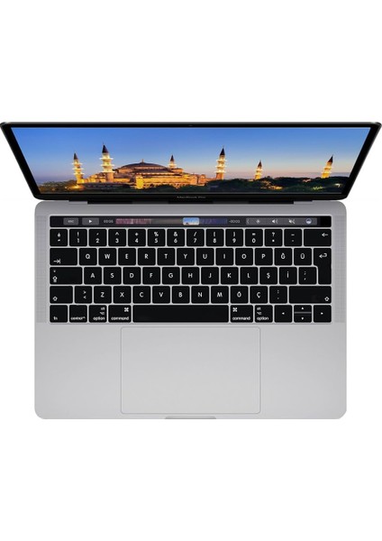 Macbook Pro 13 ve 16 Inç Touchbar Modeli 2016-2020 Yılları (A1706)(A1707)(A1989)(A1990)(A2159) Model Kodları ile Uyumlu Silikon Klavye Koruyucu (Siyah)