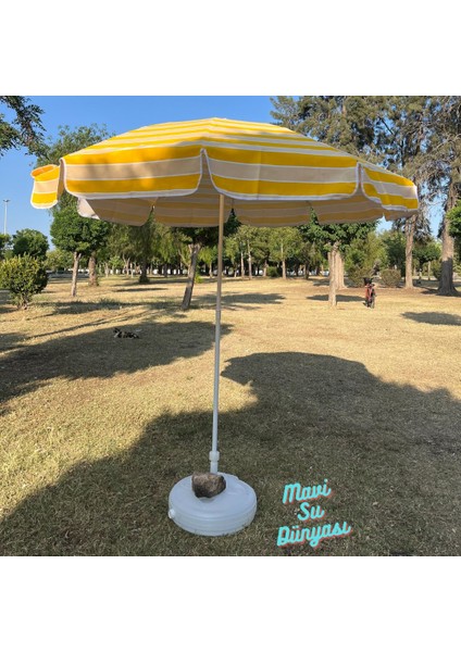 Plaj Deniz Balkon Şemsiyesi | Pamuk Kumaşlı Şemsiye | Bidon Dahil | Eğilebilir | 2 Metre Şemsiye fiyatları