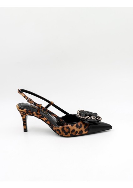 Ithal Gül Toka Ince Topuk Ayakkabı KB4003 Leopar