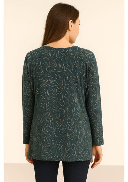 Kendinden Desenli Anne Penye Bluz Yeşil fiyatları
