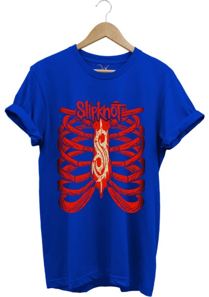 Müzik Grubu Slipknot Iskelet Göğüs Kafesi Baskılı %100 Pamuk T-Shirt