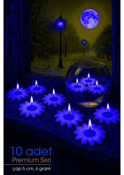 10 Adet Suda Yüzen ve Tealight Olarak Kullanılabilen Papatya Mum | Dekoratif Hediyelik