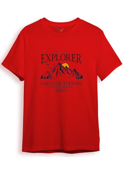 Mountain Explorer Dağcı Gezgin-Araştırmacı Regular Fit %100 Pamuk Bisiklet Yaka T-Shirt