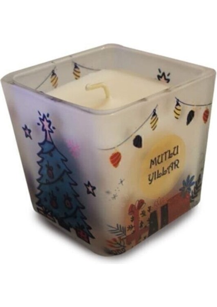 Yılbaşı Desenli Özel Kokulu Mumluk - Mum