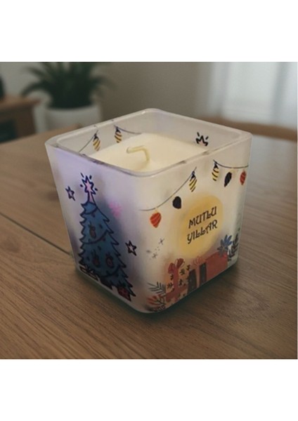 Yılbaşı Desenli Özel Kokulu Mumluk - Mum fiyatları