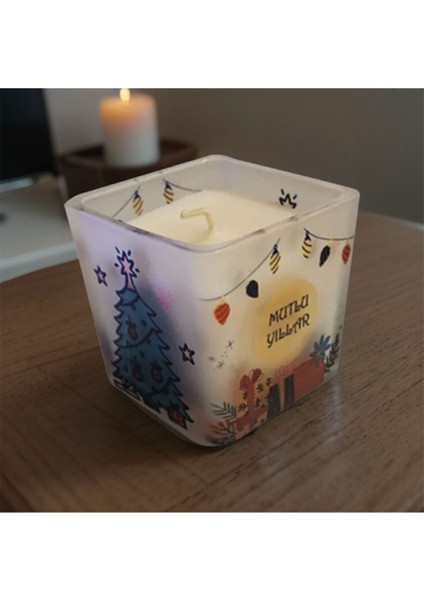 Yılbaşı Desenli Özel Kokulu Mumluk - Mum modelleri