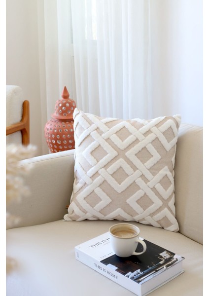 Bej Dekoratif Kırlent Kılıfı – Pamuk ve Mikro Polyester, Punch Desenli, Şık ve Dayanıklı Tasarım indirimleri