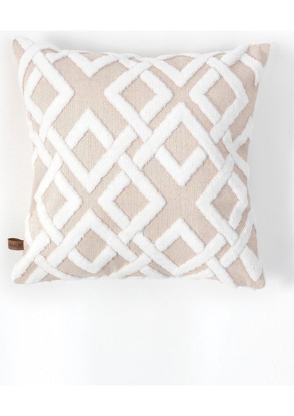 Bej Dekoratif Kırlent Kılıfı – Pamuk ve Mikro Polyester, Punch Desenli, Şık ve Dayanıklı Tasarım