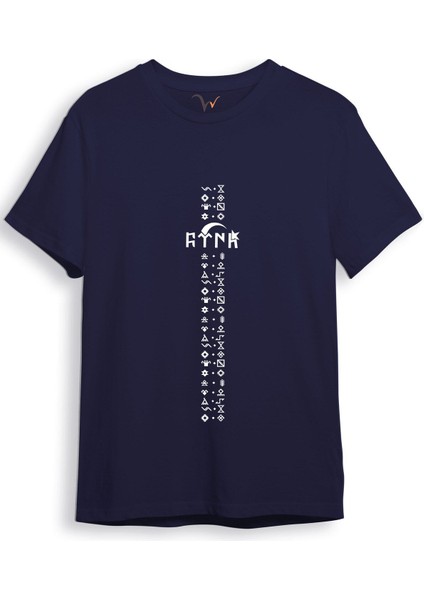 Türkiye Türk Yazısı ve Göktürk Alfabesi Sembolleri Ay Yıldız ve Hilal Baskılı Regular Fit T-Shirt